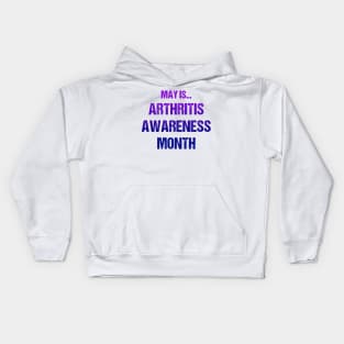 May Is Arthritis Awareness Month Text Based Design in Blue and Purple Kids Hoodie